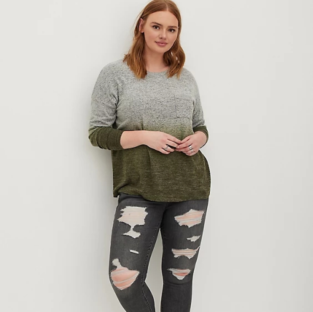 RELAXED SUPER SOFT PLUSH CREW NECK POCKET LONG SLEEVE DROP SHOULDER TEE (D1-12)